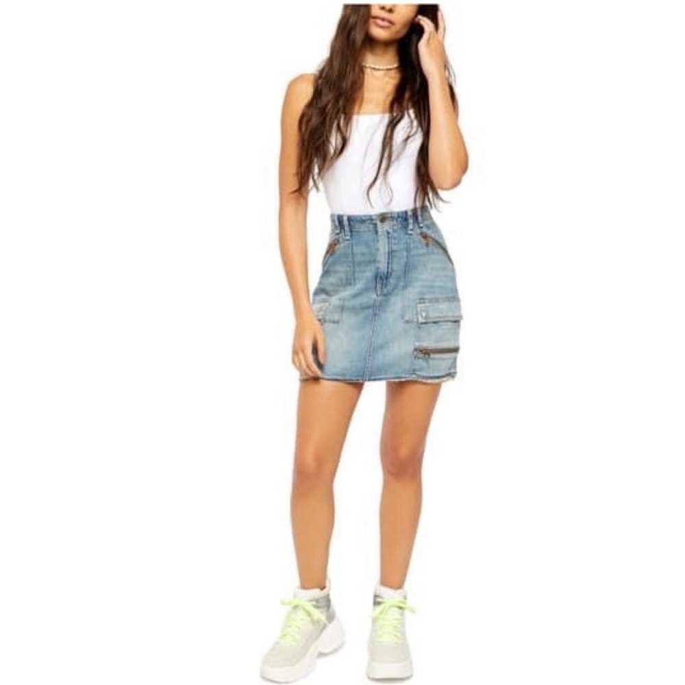 NWT Free People Denim Cargo Skirt